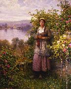 Daniel Ridgeway Knight Julia - Corner of the Garden oil painting artist